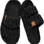 EverFoams Womens Fuzzy Open-toe Slippers Soft
