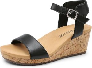 DREAM PAIRS Women's Open Toe Buckle Ankle Strap