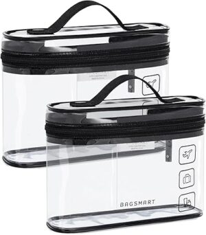BAGSMART TSA Approved Toiletry Bag, 2 Pack Clear