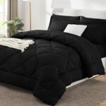 CozyLux Queen Comforter Set Black - Bed in a Bag