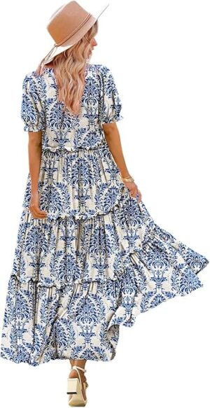 YESNO Summer Casual Bohemian Floral Dresses for
