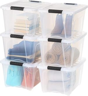 IRIS USA 32 Qt Stackable Plastic Storage Bins