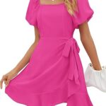 SAMPEEL Womens Summer Dresses Square Neck Puff