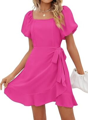 SAMPEEL Womens Summer Dresses Square Neck Puff