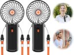 Mini Portable Hand Fan 2 Pack, 4 Speeds, USB