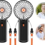 Mini Portable Hand Fan 2 Pack, 4 Speeds, USB