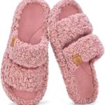 EverFoams Womens Fuzzy Open-toe Slippers Soft