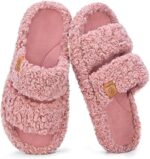 EverFoams Womens Fuzzy Open-toe Slippers Soft