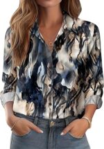 Zeagoo Button Down Shirts for Women Dressy Floral