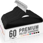 HOUSE DAY Black Velvet Hangers 60 Pack, Non Slip