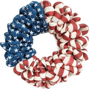 20Inch Patriotic Burlap Wreath, 4th of July