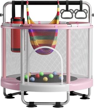 55" Trampoline for Kids with Enclosure, 440lbs
