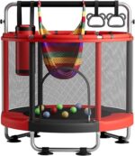 55" Trampoline for Kids with Enclosure, 440lbs