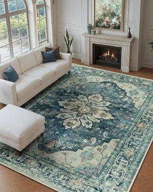 Area Rugs 8'x10' Washable Non-Slip, Floral