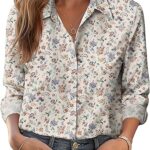 Zeagoo Button Down Shirts for Women Dressy Floral