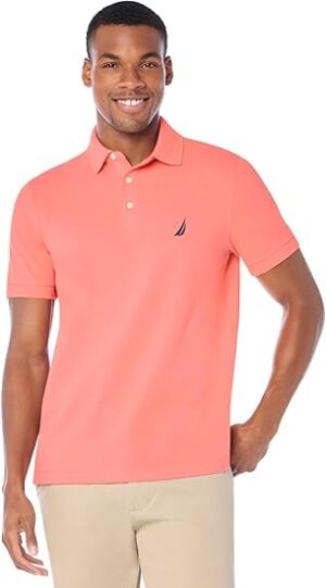 Nautica Men's Short Sleeve Solid Stretch Cotton