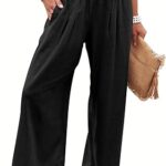 ANRABESS Women Linen Palazzo Pants Summer Boho