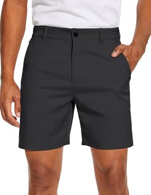 PULI Men's Golf Dress Shorts Flat Front Hybrid 7
