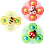 ALASOU 3PCS Suction Cup Spinner Toys for 1 Year
