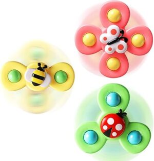 ALASOU 3PCS Suction Cup Spinner Toys for 1 Year