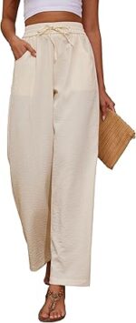 Women Flowy Pants Drawstring Waist Wide Leg