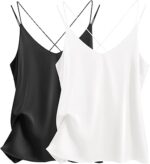 Ekouaer Womens Silk Satin Camisole Tank Tops V