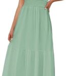 Women Summer Maxi Dress 2025 Cap Sleeve V Neck