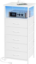 Fixwal Tall Nightstand with Charging Station and