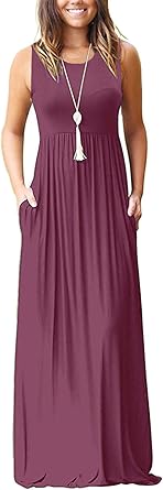 MOLERANI Women's Loose Plain Maxi Dresses Casual