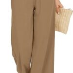 Women Flowy Pants Drawstring Waist Wide Leg