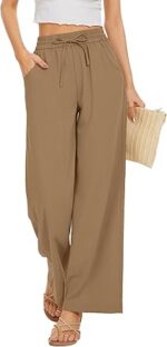 Women Flowy Pants Drawstring Waist Wide Leg