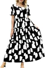 YESNO Women Casual Loose Bohemian Floral Dress