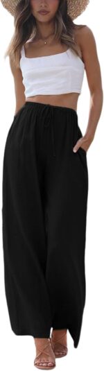 Faleave Women's Cotton Linen Summer Palazzo Pants