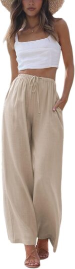 Faleave Women's Cotton Linen Summer Palazzo Pants