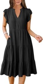 ANRABESS Womens Summer Dress Ruffle Sleeve V Neck