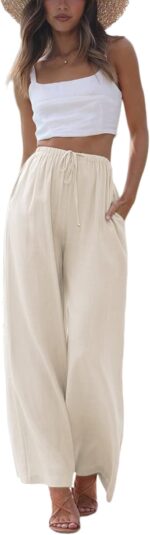 Faleave Women's Cotton Linen Summer Palazzo Pants