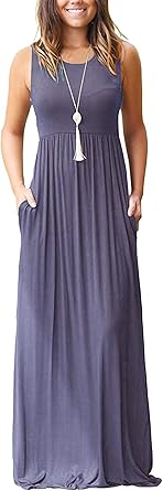 MOLERANI Women's Loose Plain Maxi Dresses Casual