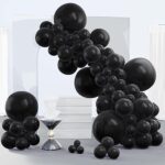 PartyWoo Black Balloons 140 pcs Different Sizes