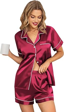 Leikar Silk Pajamas For Women Button Down Pajamas