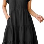 ANRABESS Womens Summer Dress Ruffle Sleeve V Neck