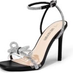 DREAM PAIRS Women's Double Bowknots Crystal