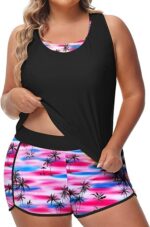 URBEST Women's Plus Size 3 Piece Tankini Bathing