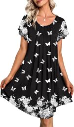 Ekouaer Womens Nightgown Soft Sleepwear Pleated