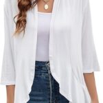 Yekaty Women Cardigan 3/4 Sleeves Open Front