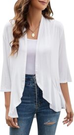 Yekaty Women Cardigan 3/4 Sleeves Open Front