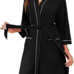 Ekouaer Women Robes Waffle Knee Length Bathrobe