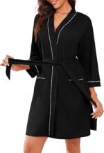 Ekouaer Women Robes Waffle Knee Length Bathrobe