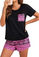 POKWAI Women's Pajama Sets Short Sleeved and