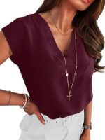 ANRABESS Women Tops Cap Sleeve Textured Dressy