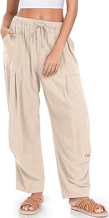 TARSE Women Linen Baggy Harem Pants Summer